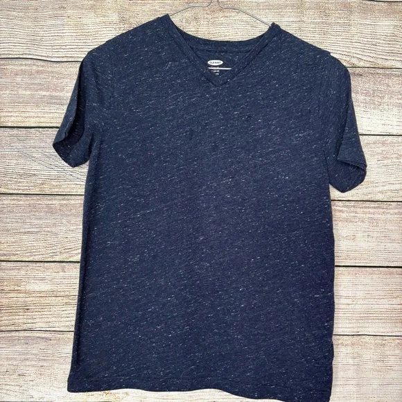 Old Navy Boys' Navy Speckled V‑Neck Short Sleeve Tee size 10-12 Bin X - Picture 2 of 4